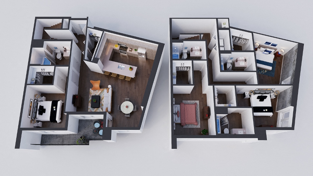 Floor plan for 4 beds, 4 baths, 2151 sqft